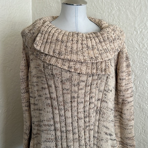 Anthropologie Yellow Bird Beige Cream Marled Knit Wrap Crossover Sweater Small - Picture 3 of 11
